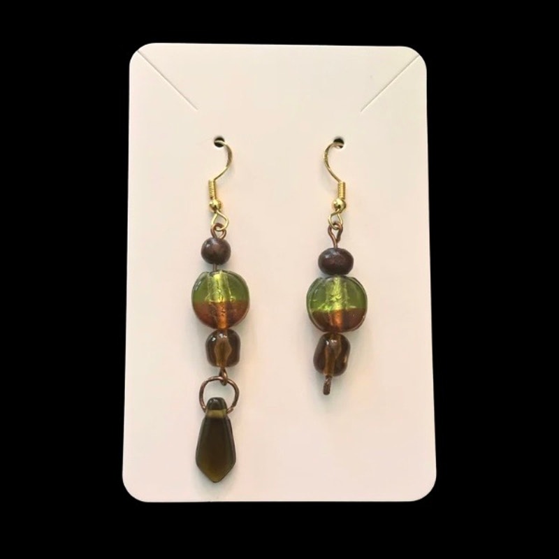 Autumnal Glow Mismatched Beaded Drop Earrings