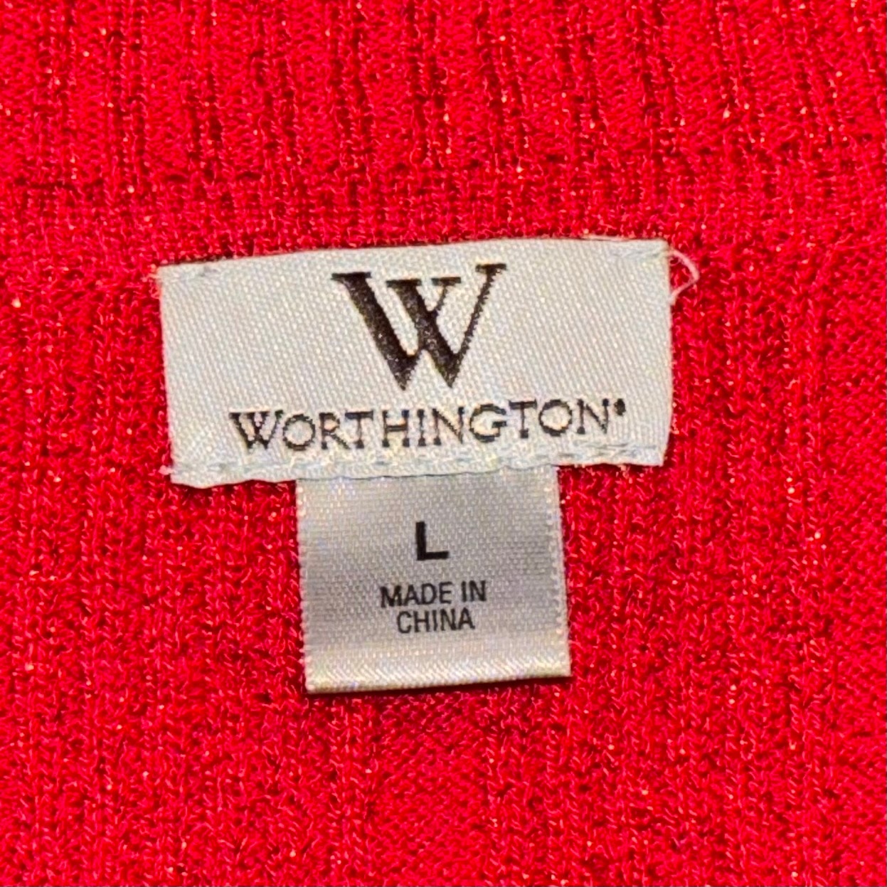 Vintage Red Stretchy Sparkly Ribbed Knit Turtleneck Long Sleeve Shirt