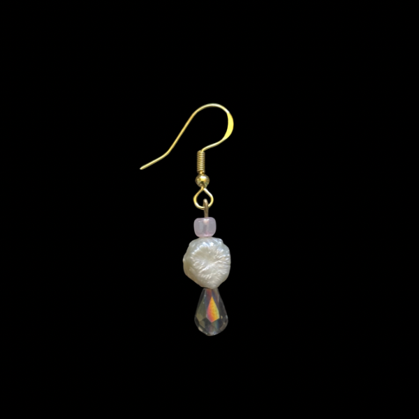 Mermaid Princess Tears | Costume White Baroque Pearl & AB Clear/Blue Drop Earrings
