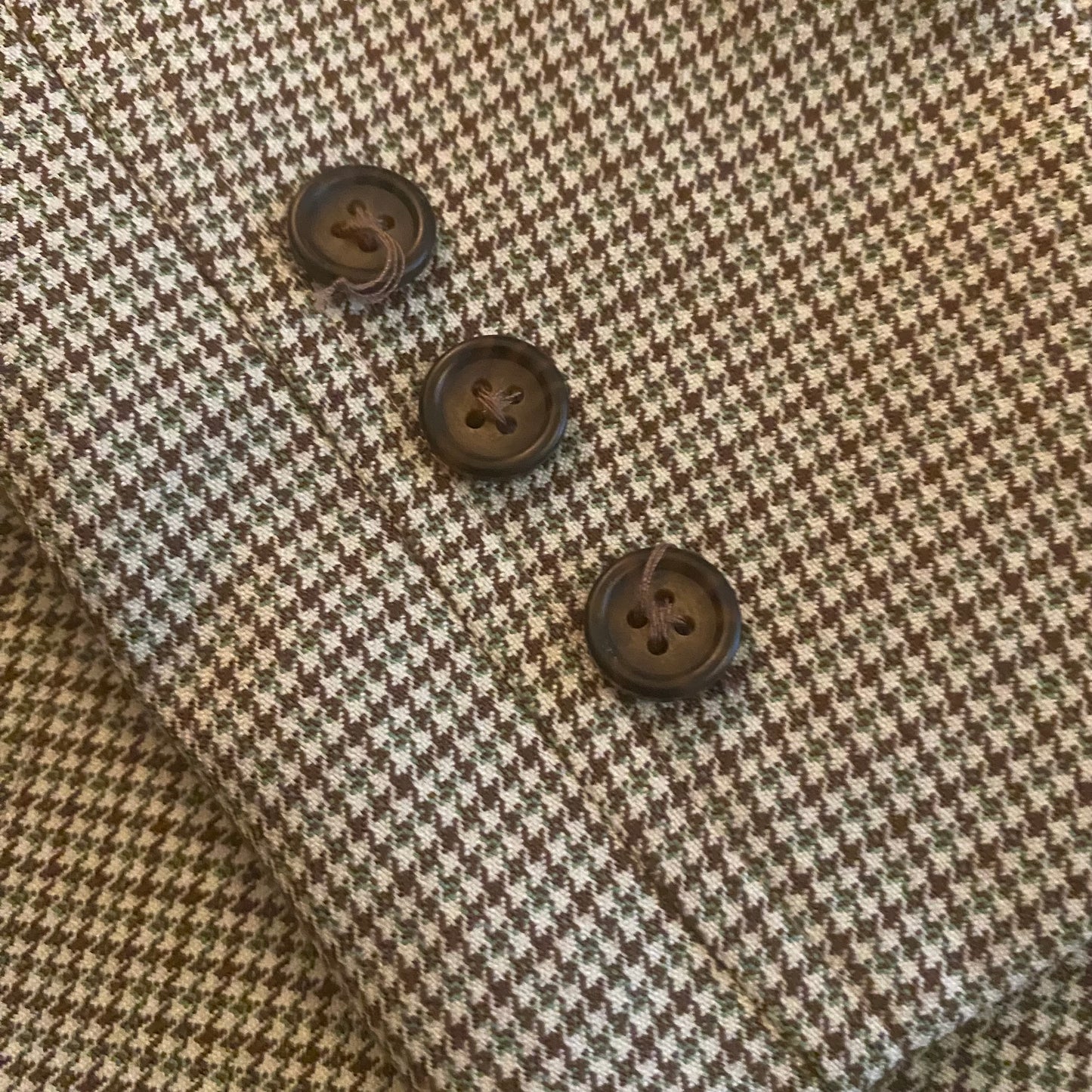 Vintage Green/Brown/White Plaid Print Button Down Skirt Suit (Small/Medium)