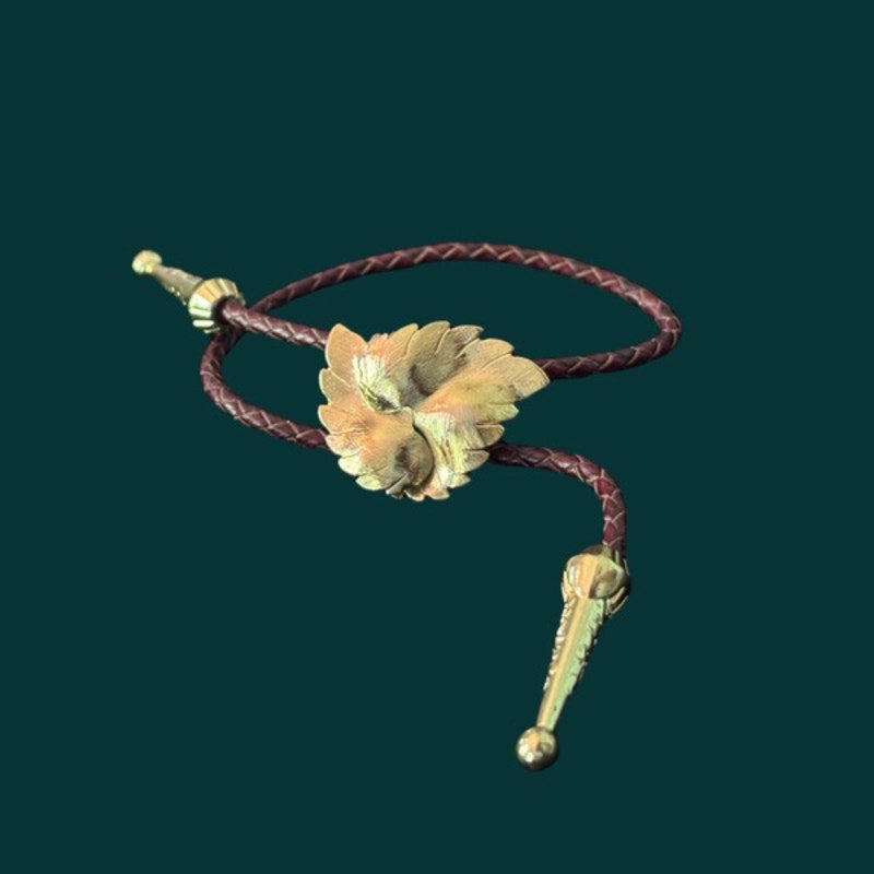 Upcycled Vintage Gold Toned Leaf Bolo Bracelet