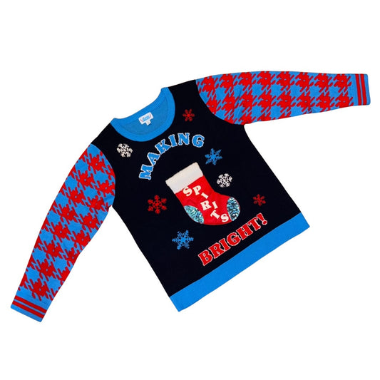 Making Spirits Bright Stocking Pocket Rockin Around Unisex Ugly Christmas Sweater (L)