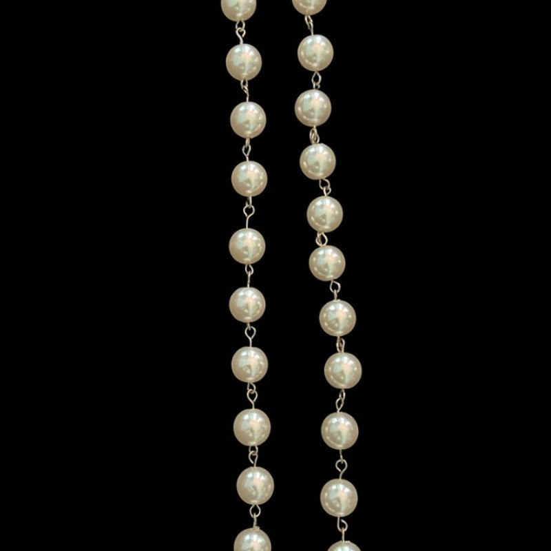Vintage Rhinestone & Pearl Flower Pendant Pearl Beaded Chain Necklace | Handmade with Secondhand Materials