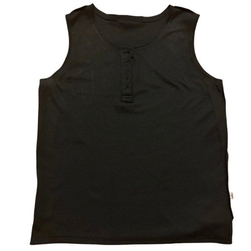 Vintage Metallic Silver Pink Rose Stem Patch Black Ribbed Quarter Button Down Sleeveless Shirt (Large)