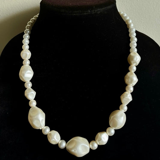 Chunky Mock Baroque Pearl Choker Necklace | Handmade with Vintage Beads