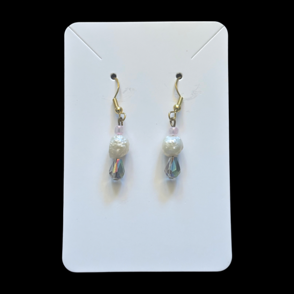 Mermaid Princess Tears | Costume White Baroque Pearl & AB Clear/Blue Drop Earrings