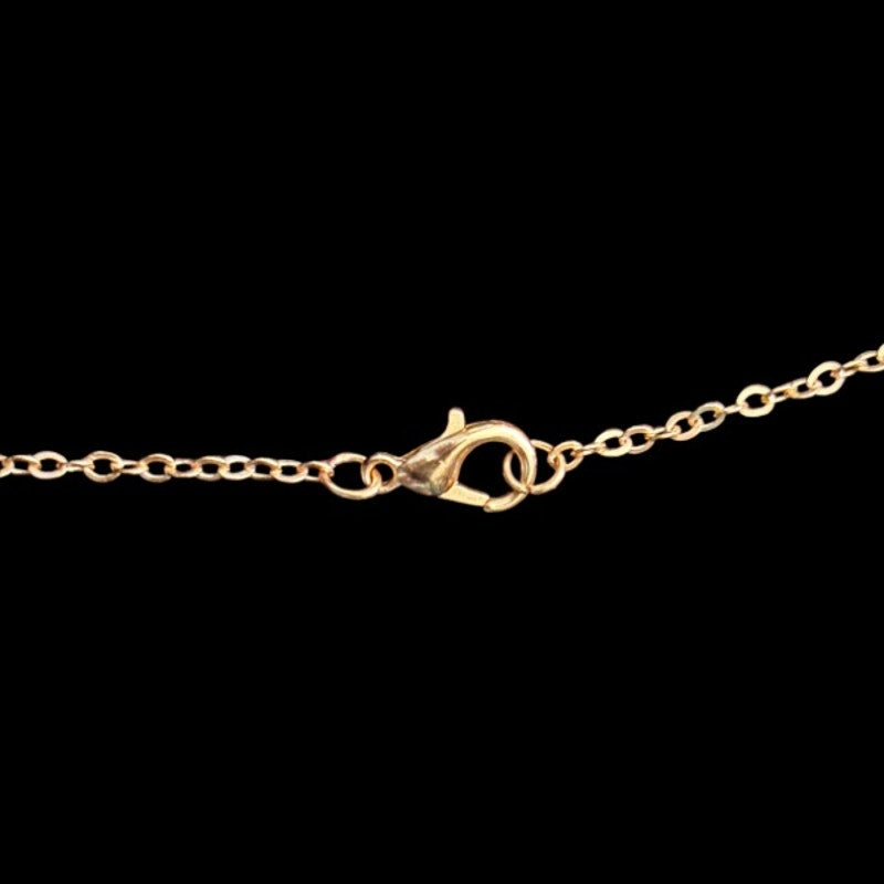 Gold Top Hat Skull & White Marble Charm Layered Drop Pendant Necklace