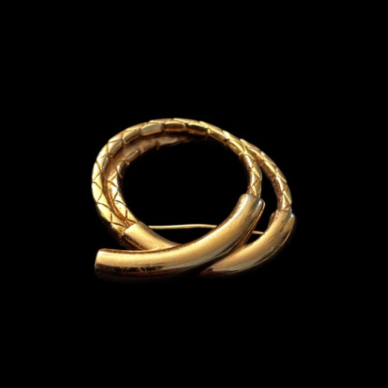 Vintage Gold Toned Braided Rope Lasso Brooch Pin