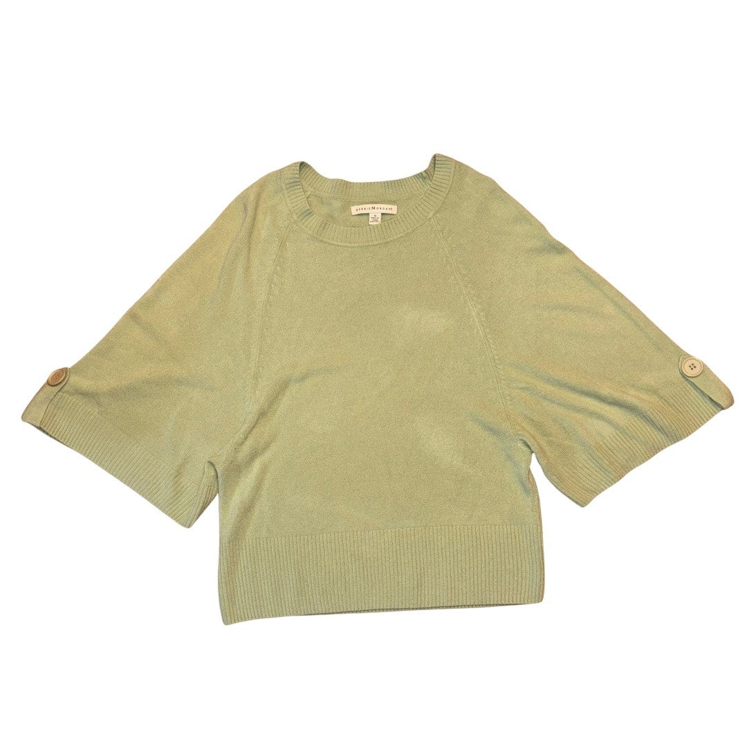 1990’s Vintage Light Green Wide Short Sleeve Knit Sweater Blouse (M)