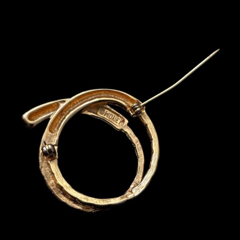 Vintage Gold Toned Braided Rope Lasso Brooch Pin