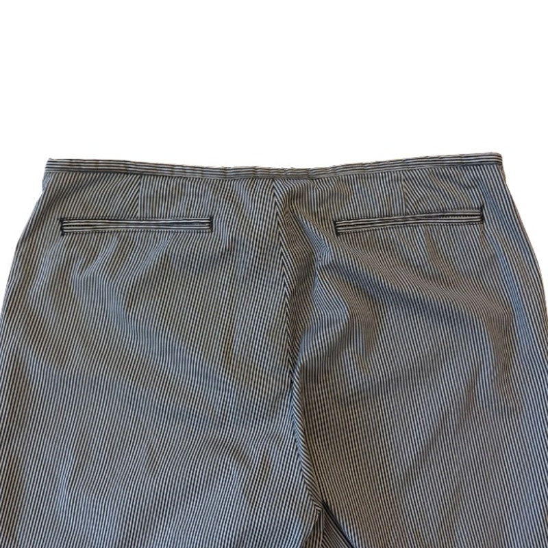 Starry Hem Black and Tan Pinstriped Cotton Blend Capri-length Trousers (12)