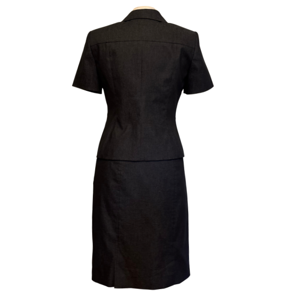 Vintage Dark Wash Denim Short Sleeve Button Down Skirt Suit (6)