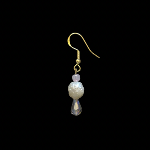 Mermaid Princess Tears | Costume White Baroque Pearl & AB Clear/Blue Drop Earrings