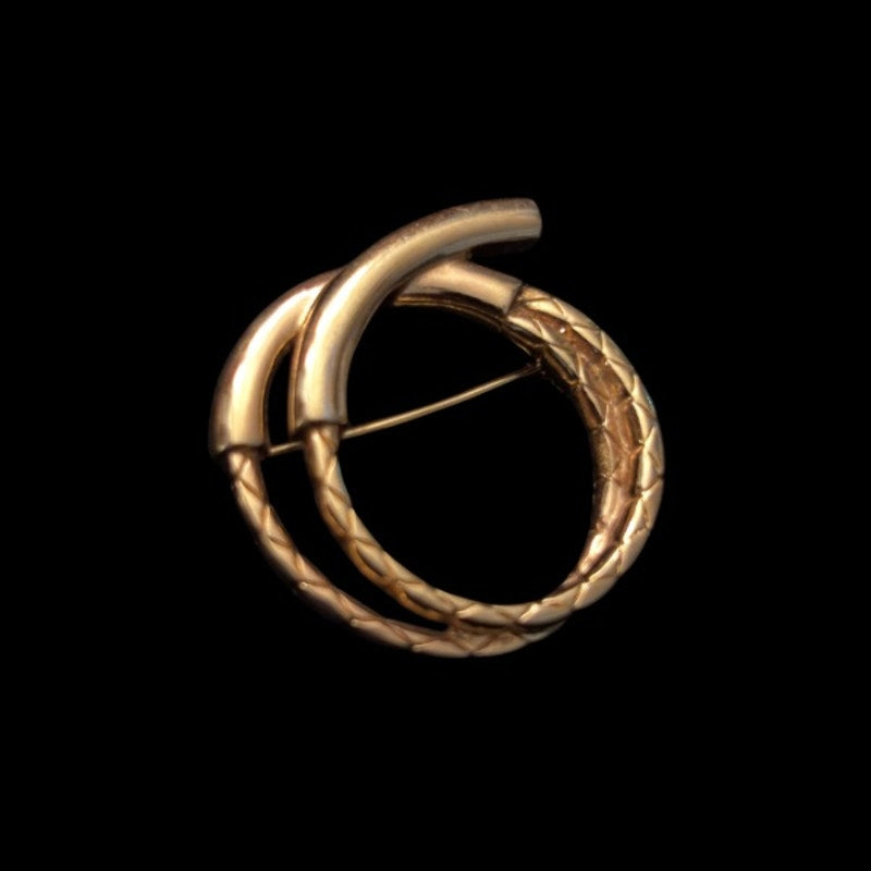 Vintage Gold Toned Braided Rope Lasso Brooch Pin