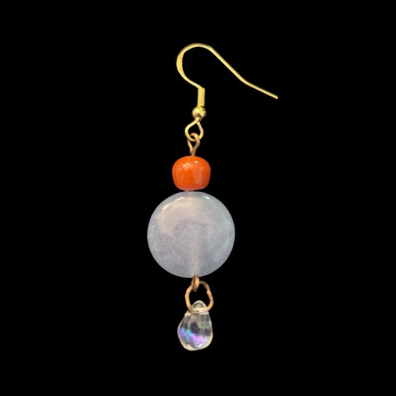 OOAK Beach Sunset Glass Bead Drop Earrings | Handmade