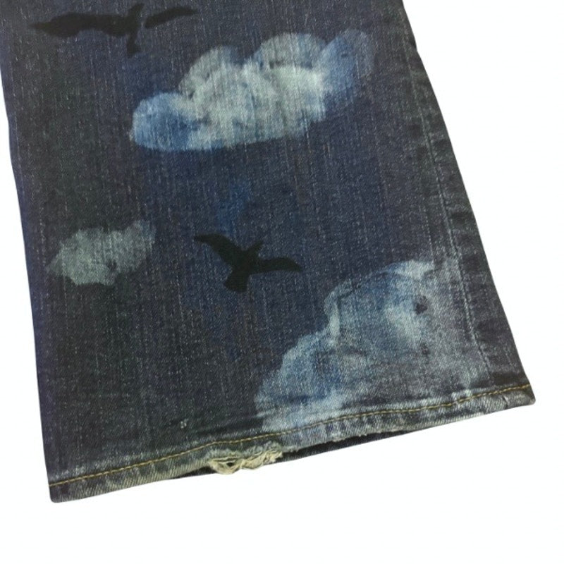 “Blackbirds Fly” Upcycled Medium Curvy Bootcut Jeans (29 R)