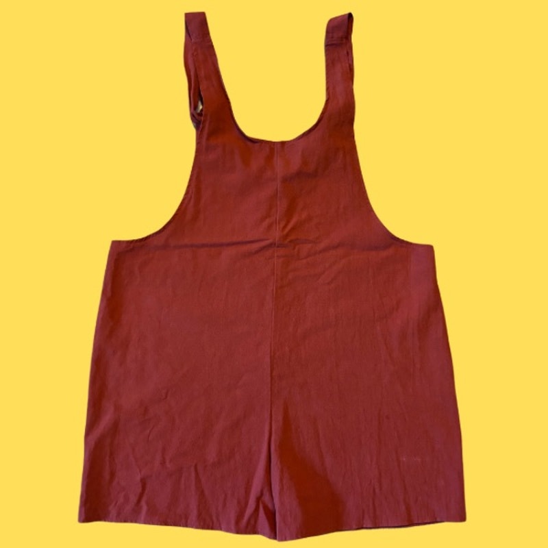 Vintage Tulip Patch Pocket Burnt Orange Mini Shorteralls (M)
