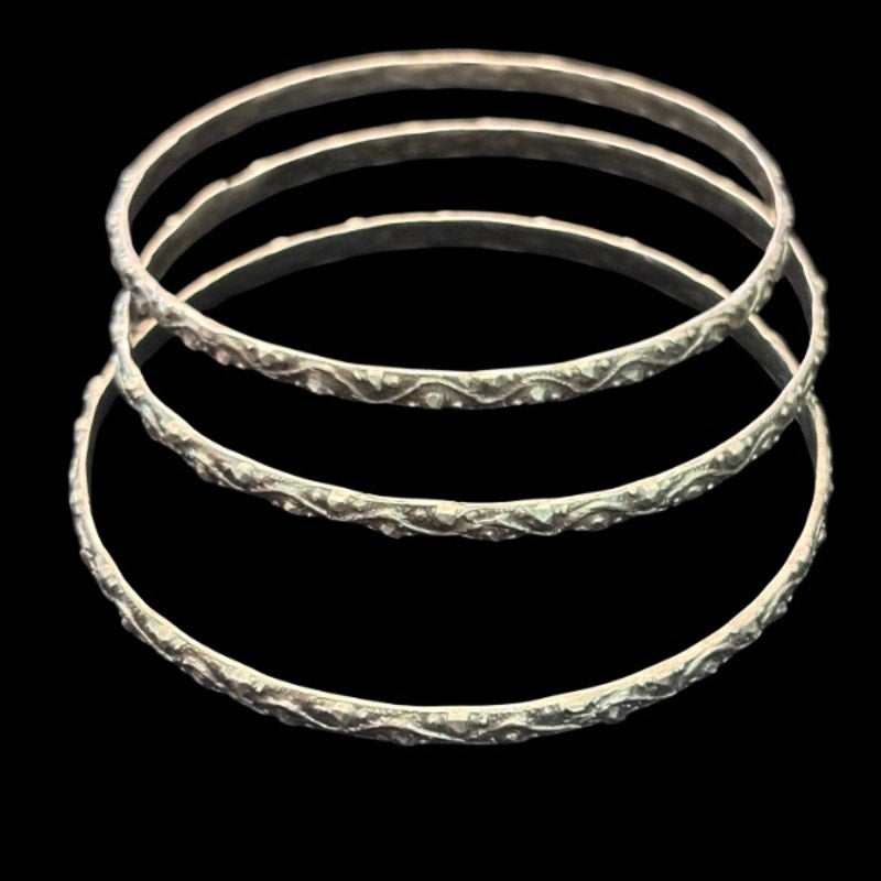Set of 3 Vintage Textured Silver Bangles