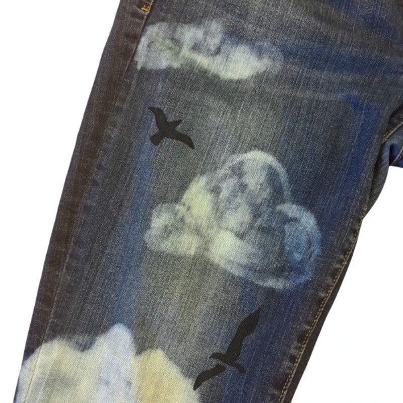“Blackbirds Fly” Upcycled Medium Curvy Bootcut Jeans (29 R)
