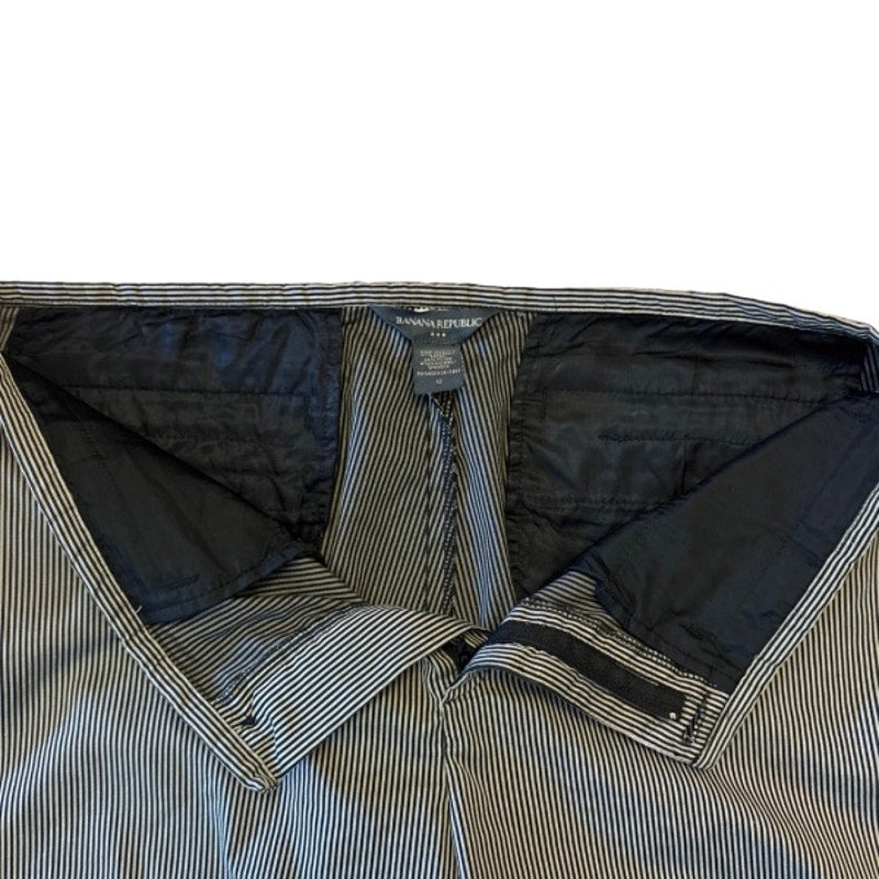 Starry Hem Black and Tan Pinstriped Cotton Blend Capri-length Trousers (12)
