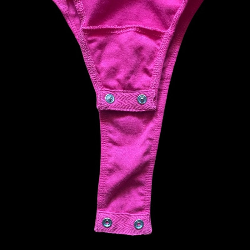Hot Pink Lace Spaghetti Strap Bustier Bodysuit  (XL)
