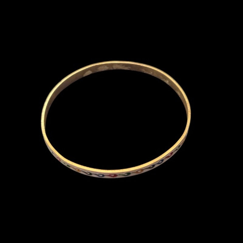 White/Rainbow Scroll Vintage Cloisonné Brass & Enamel Bangle (Small)