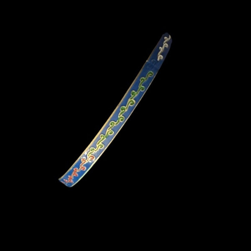 Royal Blue/ Multi Scroll Vintage Cloisonné Brass & Enamel Bangle (Small)