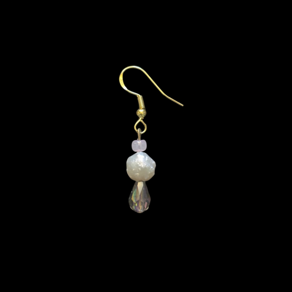 Mermaid Princess Tears | Costume White Baroque Pearl & AB Clear/Blue Drop Earrings