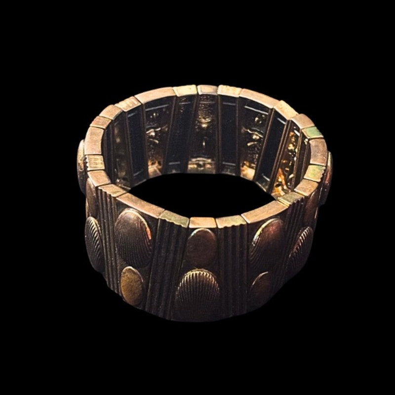 Vintage Art Deco Bronze and Gold Toned Metal Stretch Bracelet