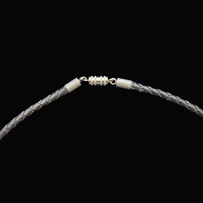 Faux Yellow Topaz & Silver Teardrop Pendant Leather Cord Choker Necklace