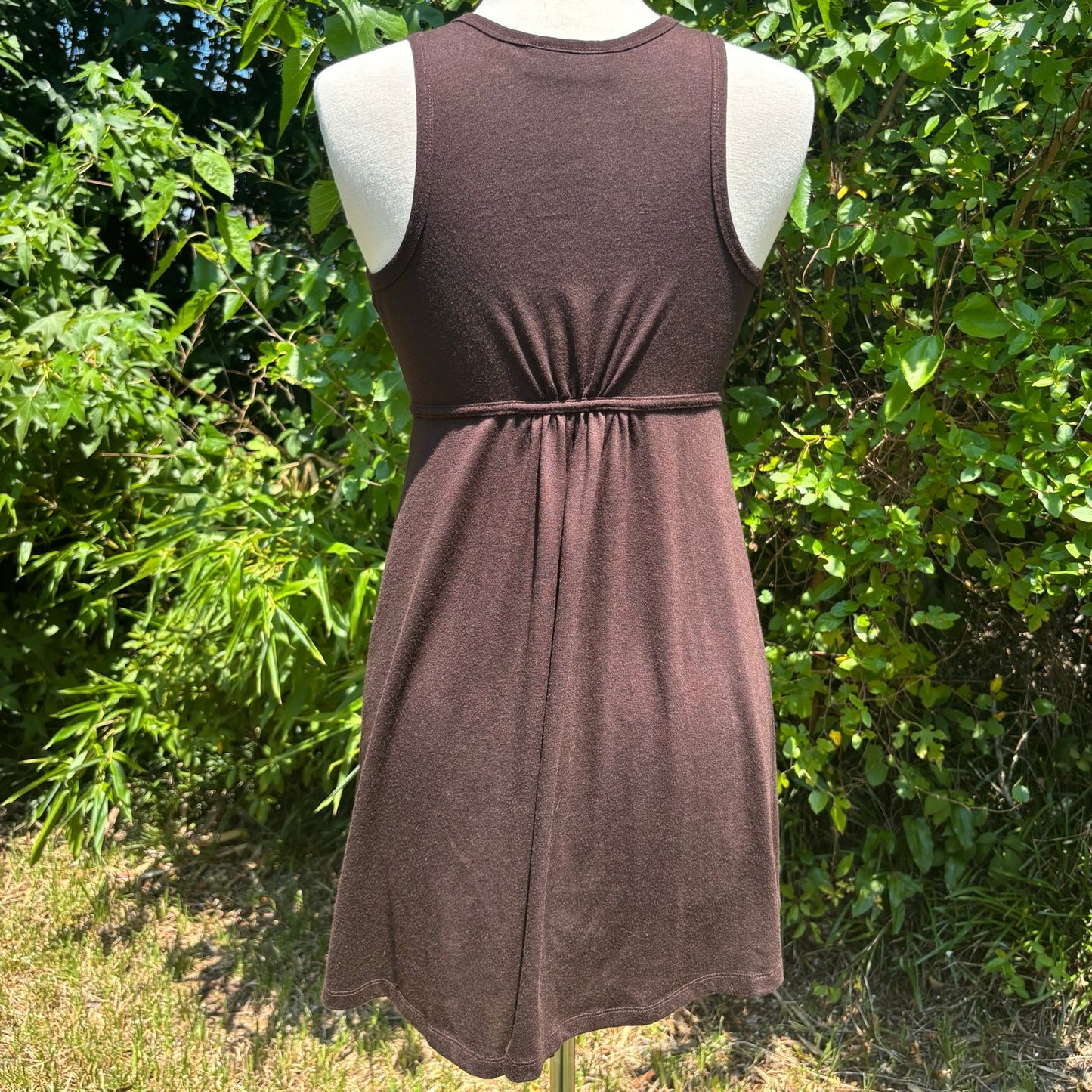 Y2K Chocolate Brown Painted Roses Halter-Style Babydoll Mini-Dress (M)