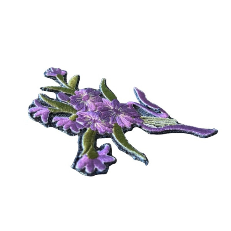 Lilac Purple Flower Bouquet Vintage Embroidered Patch Pin