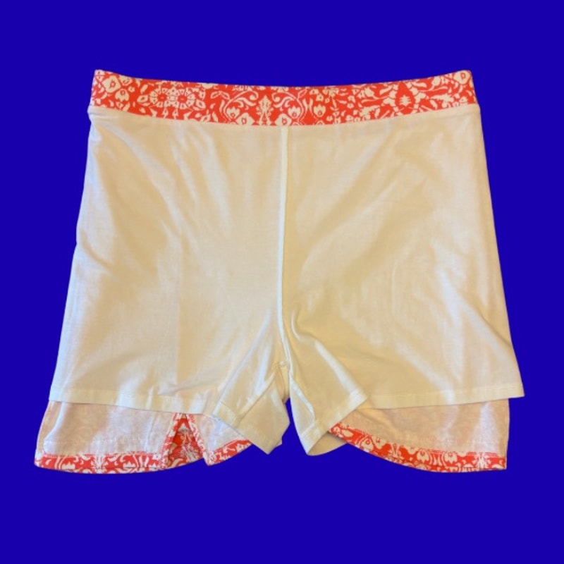 Coral Orange & White Flower Print Split-Hem Skort (L)