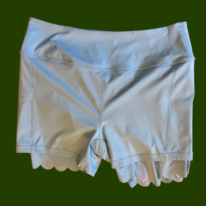 Vintage Pink Tulip Patch Baby Blue Scallop Hem Activewear Skort (L)