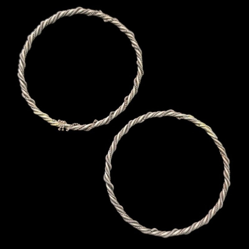 Set of 2 Vintage Silver Wrapped Wire Bangles