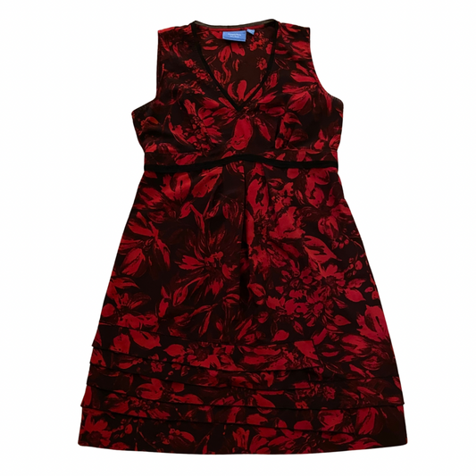 Black & Red Floral Cocktail Dress (Petite Large)