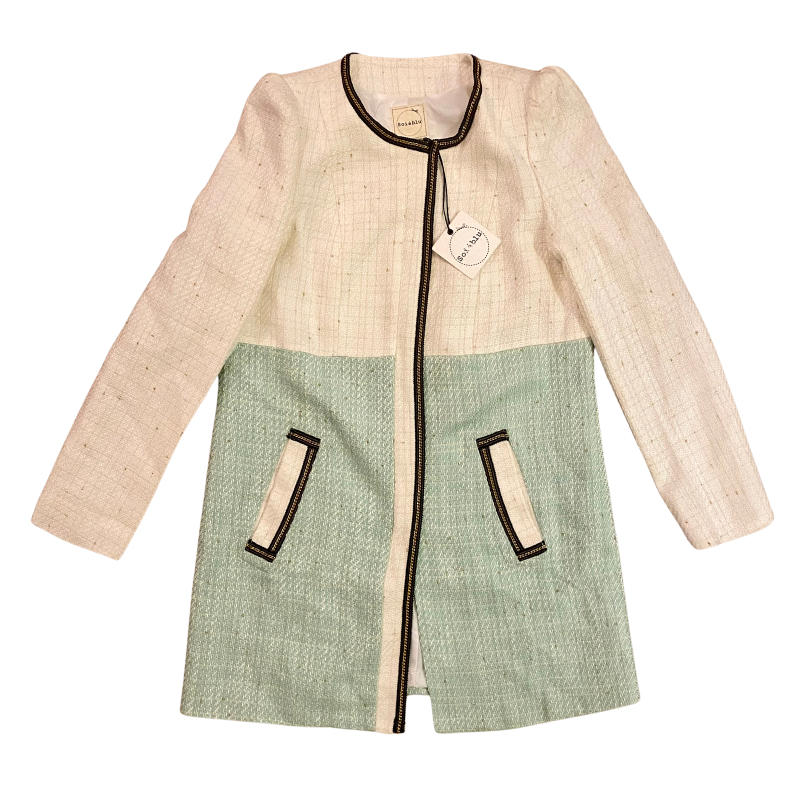 🔔 NWT Mint & Cream Tweed Jacket (L)