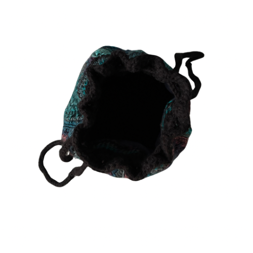 Retro Crocheted Granny Square Drawstring Pouch Bags | Made by Maya