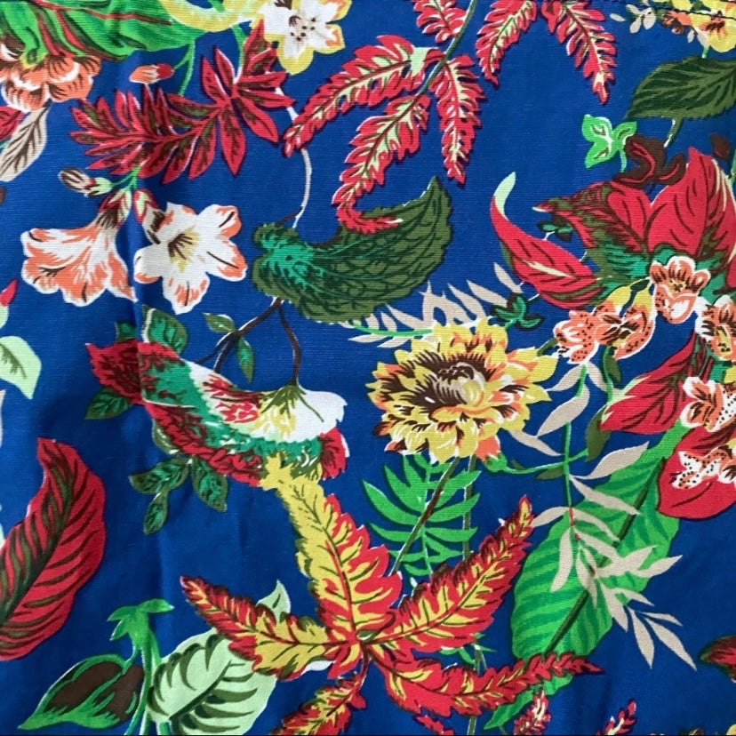 Cobalt Blue Tropical Print Pencil Skirt  (12)
