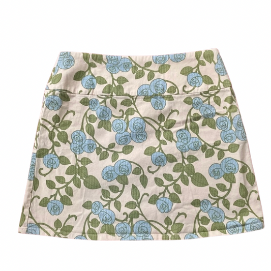 Blue Roses Leaves & Vines Floral Cotton Pencil Skirt (12)