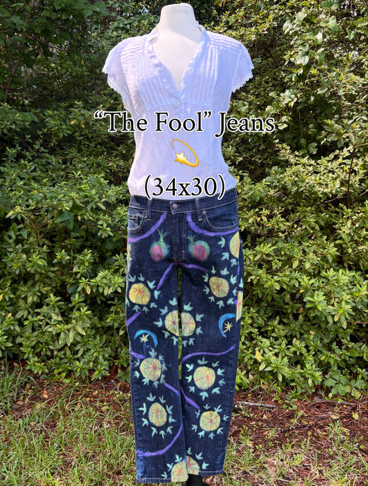 The Fool Jeans | OOAK Hand-painted (34x30)