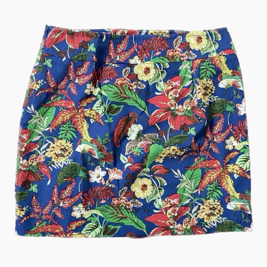 Cobalt Blue Tropical Print Pencil Skirt  (12)
