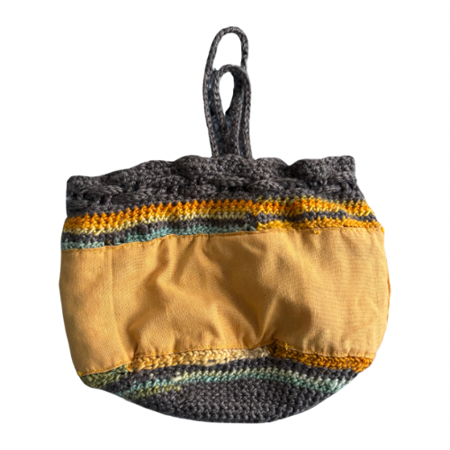 Retro Crocheted Granny Square Drawstring Pouch Bags | Made by Maya