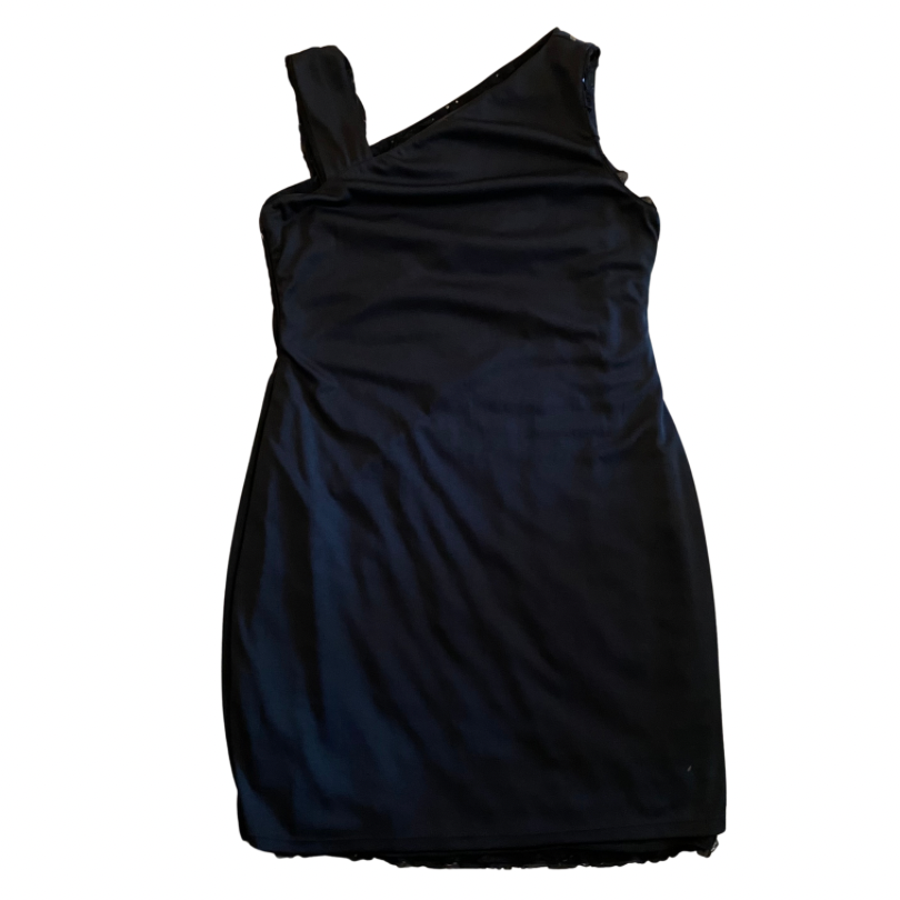 NWT Black & Silver Sequin Ruffle Cocktail Dress  (14)