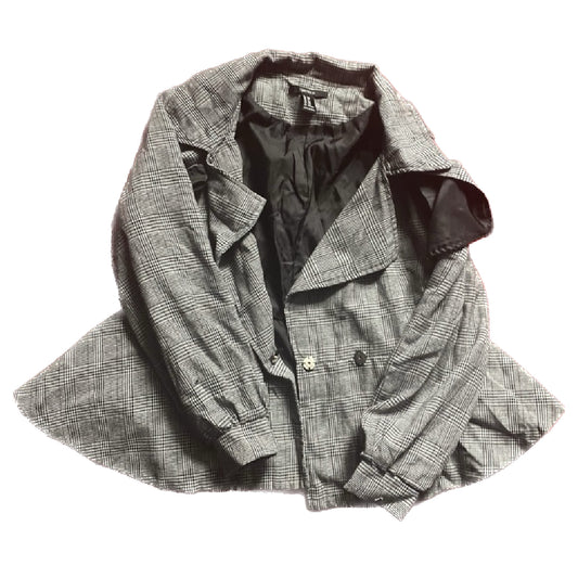 Fluttery Black & White Plaid Peplum Jacket (M)