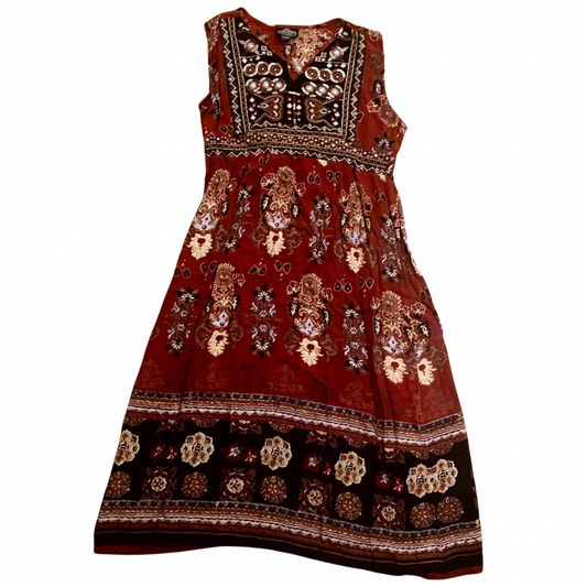 1990’s Sleeveless Embroidered Floral Boho Dress (L)