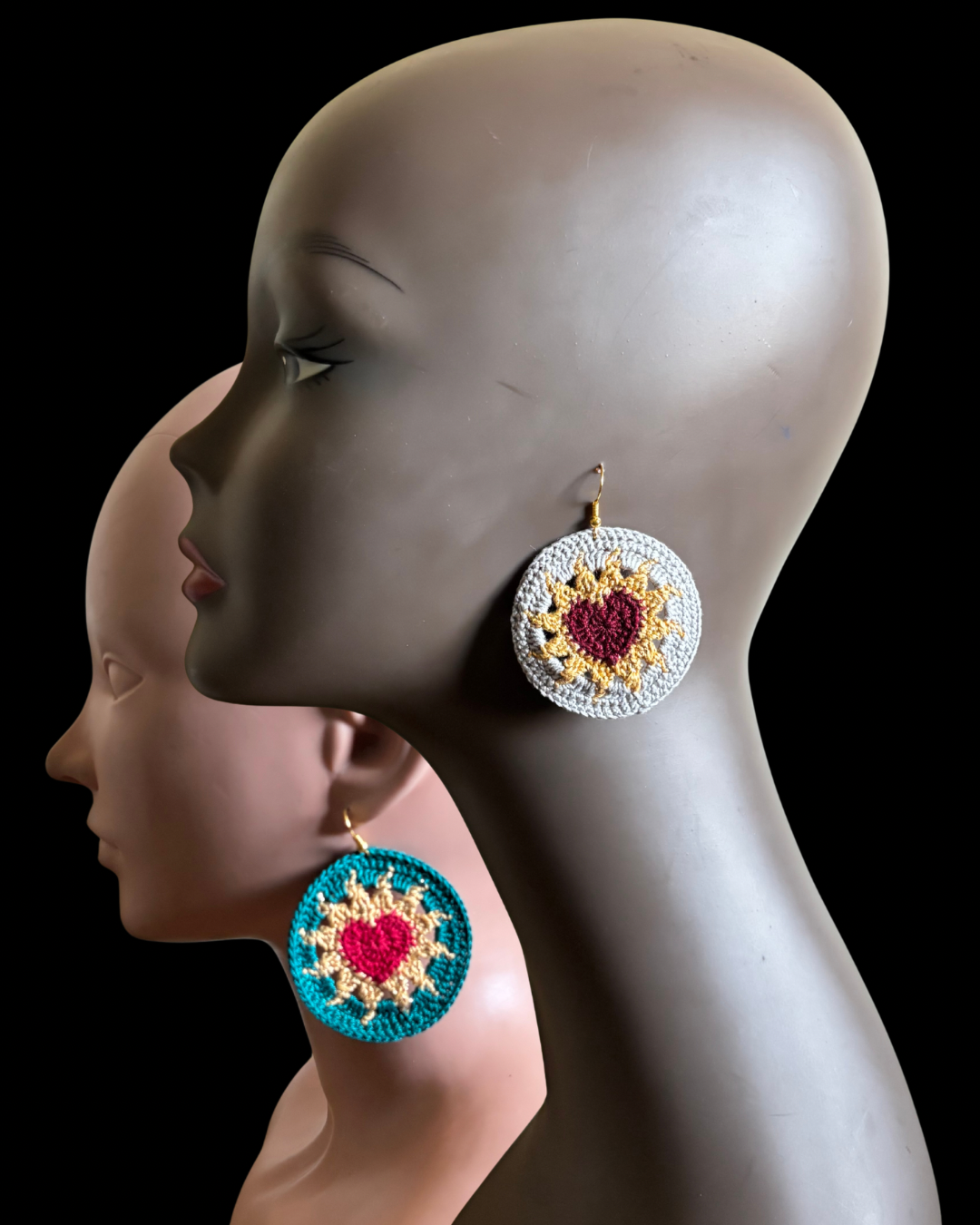 Hearts on Fire Micro-crocheted Disc Earrings