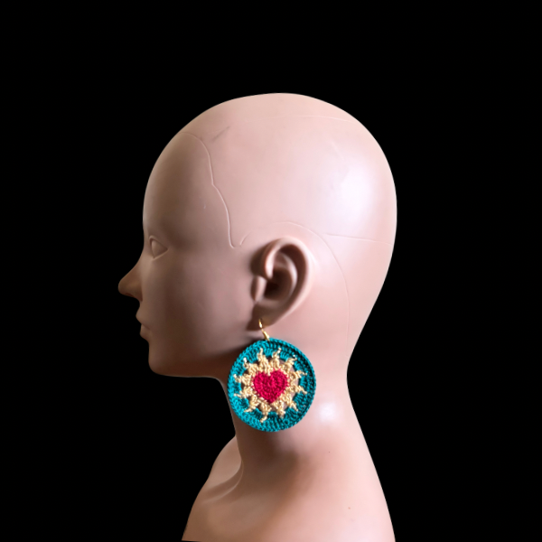 Hearts on Fire Micro-crocheted Disc Earrings
