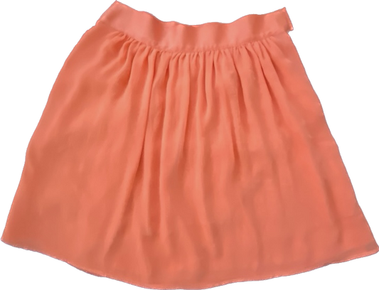 Pleated Coral Chiffon High-Waisted Circle Skirt (L)