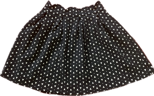 Navy Blue & White Geometric Scalloped High Waist Skater/ Circle Skirt (M)